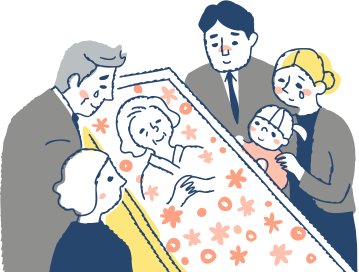 葬儀に出る家族のイラスト